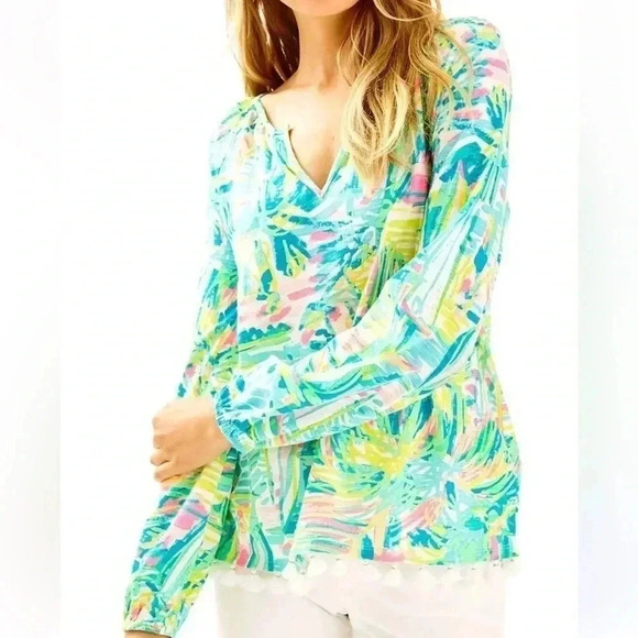 Lilly Pulitzer Linzy Top In Multi Sea Salt And Sun small - Picture 1 of 11